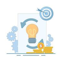 Project Life Cycle Concept. Workflow optimization. Project life cycle, successful project management, project completion stages. Modern flat design illustration on background. vector