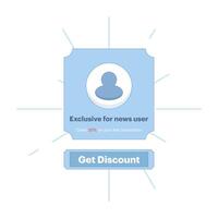 Special discount concept for new users to get voucher. Perfect for UI design, e-commerce platform, mobile app or promotional material related to new customer offer. Flat illustration vector