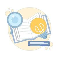 digital library concept. searching for reference books, journals, sources of information and inspiration. literature, education and knowledge. world book day. flat design illustration on background. vector