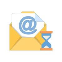 Account verification concept with time limit, verification email expiration. Showing envelope and hourglass timer, symbolizing the validity of time-sensitive email. security notification. design vector