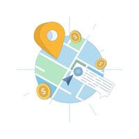 Local Offers Concept. Location-based marketing with geographically targeted discount notifications. Personalized local offers are sent through the app when customers enter an area. flat design. vector