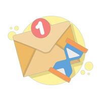 Account verification concept with time limit, verification email expiration. Showing envelope and hourglass timer, symbolizing the validity of time-sensitive email. security notification. vector