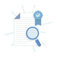 Verified Document Concept. Document with Verification Badge. Approved document. Successful resume check, review or exam. Approved contract, agreement. Flat Design Illustration. vector