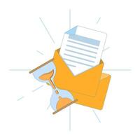 Account verification concept with time limit, verification email expiration. Showing envelope and hourglass timer, symbolizing the validity of time-sensitive email. security notification. flat design vector