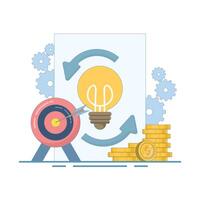Project Life Cycle Concept. Workflow optimization. Project life cycle, successful project management, project completion stages. Modern flat design illustration. vector