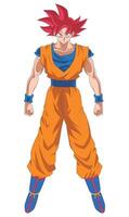 Goku SSJ God Anime Warrior in Redhead Power Form vector