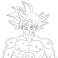 Goku SSJ God Line Art with Battle Damage vector