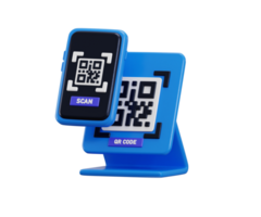 Mobile phone with scanning barcode icon 3d render concept of scanning barcode for digital payment system, money transaction on mobile app service illustration png