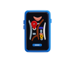 Smart phone with gps map icon 3d render concept of GPS pointer marker, GPS and navigation symbol with phone, Element for map, social media, mobile apps illustration png