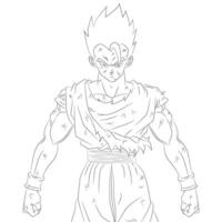Ultimate Gohan line art with battle damage square anime sketch vector