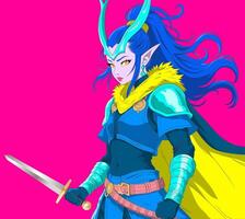 Fantasy Elf Warrior With Sword vector