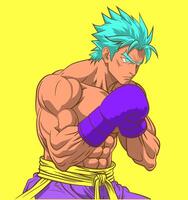 Fists of Fire Anime Style Boxer vector
