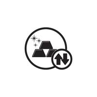 A black and white icon of a gold bar with an arrow vector