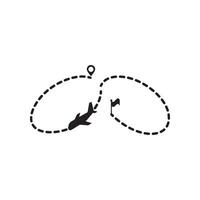 A plane is flying over a map with a dot vector