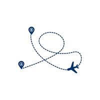A plane is flying over a map with a pin and a globe vector