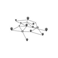 A network of dots connected by arrows vector
