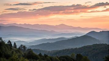 Mountain Range at Sunset with Stunning Clouds for Nature Lovers and Landscape photo