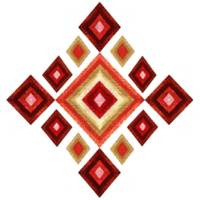 Intricate diamond motif design featuring symmetrical arrangement of red, gold, and white elements. This classic pattern evokes sense of elegance and tradition, perfect for various decorative uses png