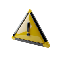 Glossy Yellow Warning Triangle Icon with Exclamation Mark png