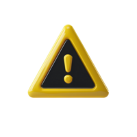 High-Quality 3D Yellow Warning Triangle with Exclamation Mark png