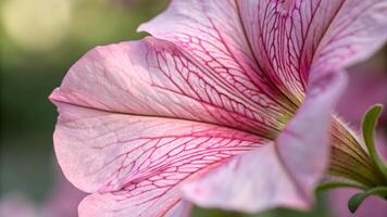 Close-up of delicate pink petunia flower with intricate patterns for nature enthusiasts and gardeners seeking high-quality floral photography bloom photo