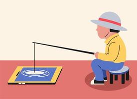 Conceptual Fishing Gadget Metaphor Illustration Set vector