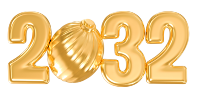 happy new year 2032 gold 3d render png