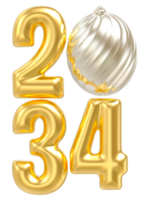 happy new year 2034 number 3d render png