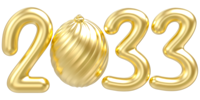 2033 Gold number 3d render png