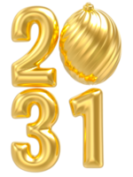 happy new year 2031 number 3d render png