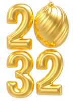 happy new year 2032 number 3d render png