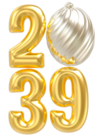 happy new year 2039 number 3d render png