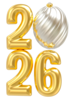 happy new year 2026 number 3d render png