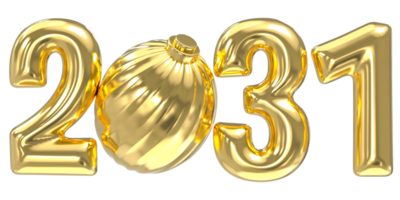 happy new year 2031 gold 3d render png