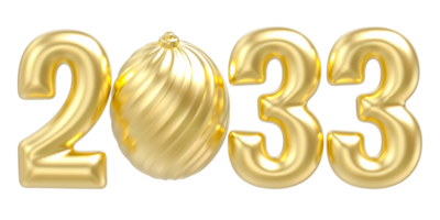 happy new year 2033 Gold number 3d render png
