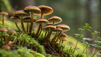 Mushroom cluster in vibrant forest setting for nature enthusiasts and photographers exploring the beauty of woodland ecosystems with stunning close-up details forest photo