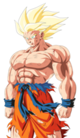 High-quality image of Super Saiyan Goku with combat damage png
