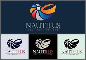 Nautilus shell clam modern logo set design template vector