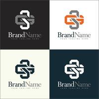 Initial SG alphabet modern geometric logo set template design vector