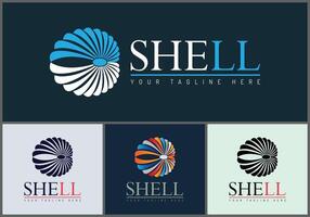 Clam shell pearl colour modern logo set template design vector