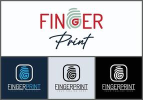 Fingerprint letter G initial line art modern logo set template design vector
