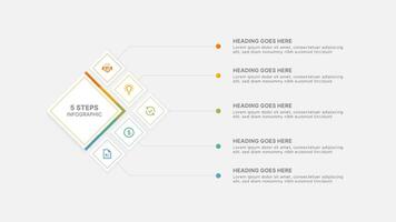 Modern Square Cycle Infographic Design Template with 5 Data Points vector