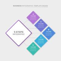 Modern Square Cycle Infographic Design Template with 5 Data Point vector