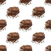 Seamless pattern featuring hand drawn vintage chocolate bars with cocoa crumbs. Perfect for packaging, cafe branding, confectionery design, fabric prints, and gift wrapping. vector