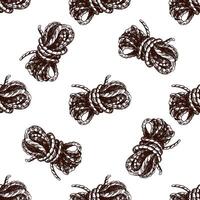 Hand drawn vintage seamless pattern of coiled ropes for camping and hiking adventures, retro sketch nautical design vector