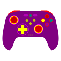 A purple game controller with colorful buttons png