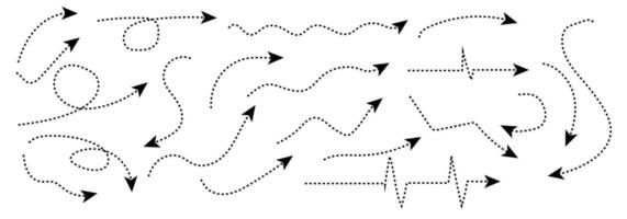 Clean dot style hand drawn doodle arrows set. Clean dot arrows style doodle set hand drawn. Curve Dotted line, preliminary. vector