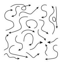 Set of hand drawn arrow doodles on white background. vector
