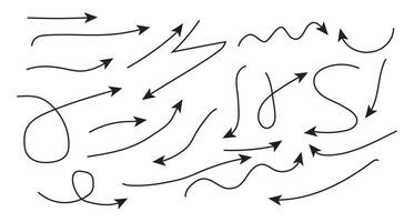 Set of hand drawn arrow doodles on white background vector