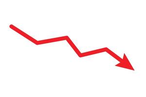 Down fall trend red arrow graph, Red arrow chart graph in downward direction, concept of stock market fall, financial loss. vector